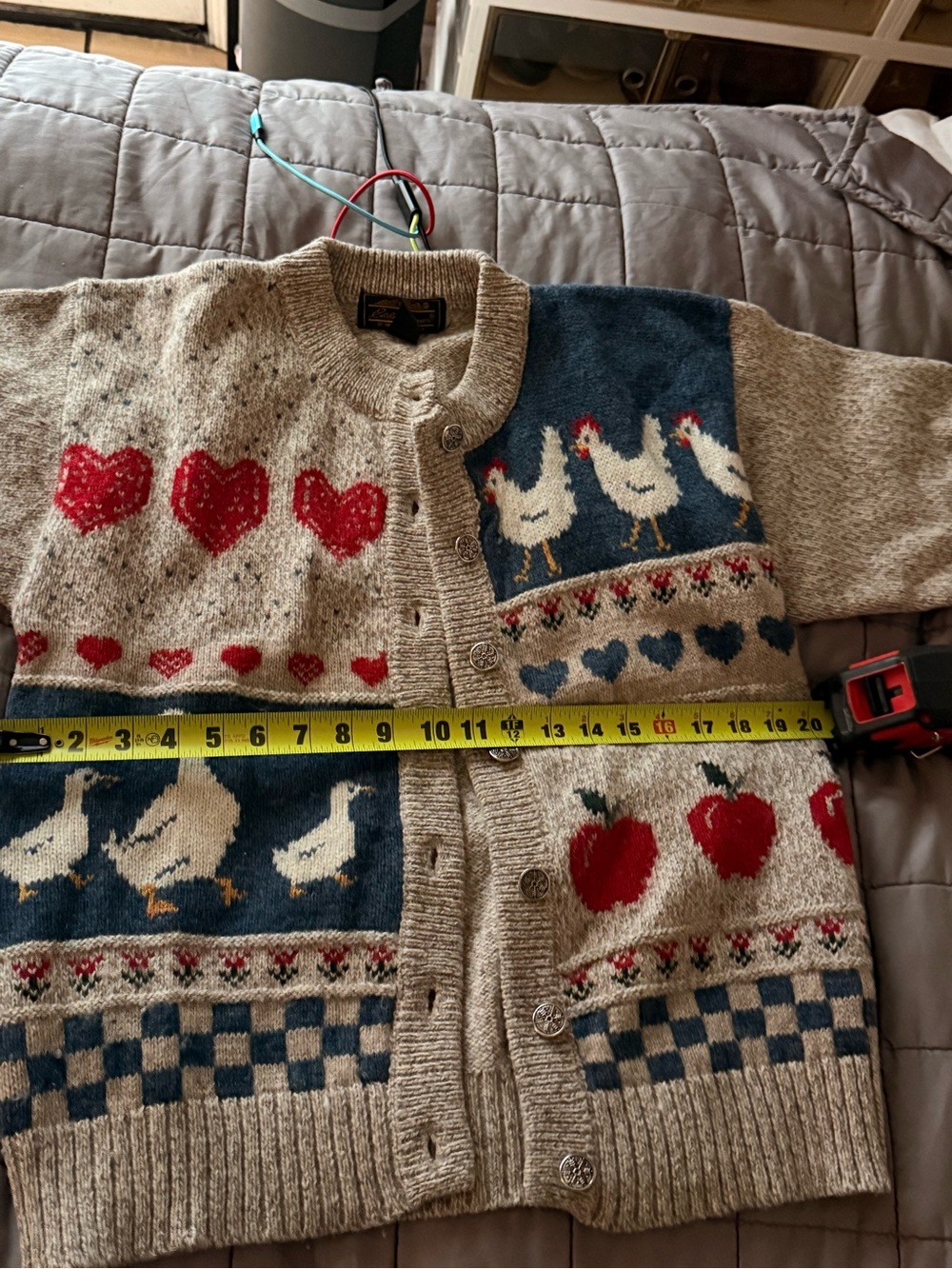 Vintage 80s 1989 Eddie Bauer Country Pattern Knit Cardigan Sweater Wool Rare USA - Picture 7 of 7